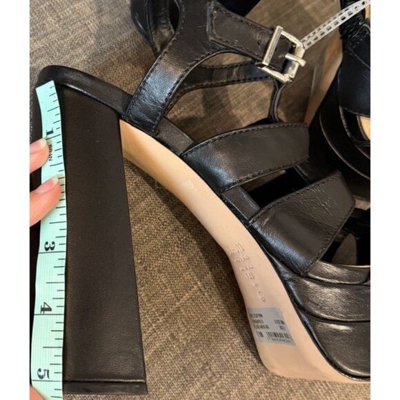 SCHUTZ 7.5 DARYL PLATFORM Deluxe Napa Black Caged Pointed Toe Heel Sandal - Picture 8 of 12